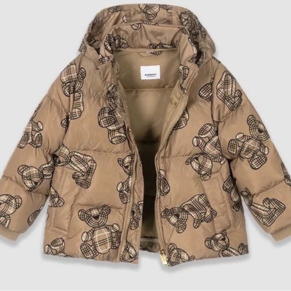 Burberry Kids Tan Teddy Bear Puffer Jacket